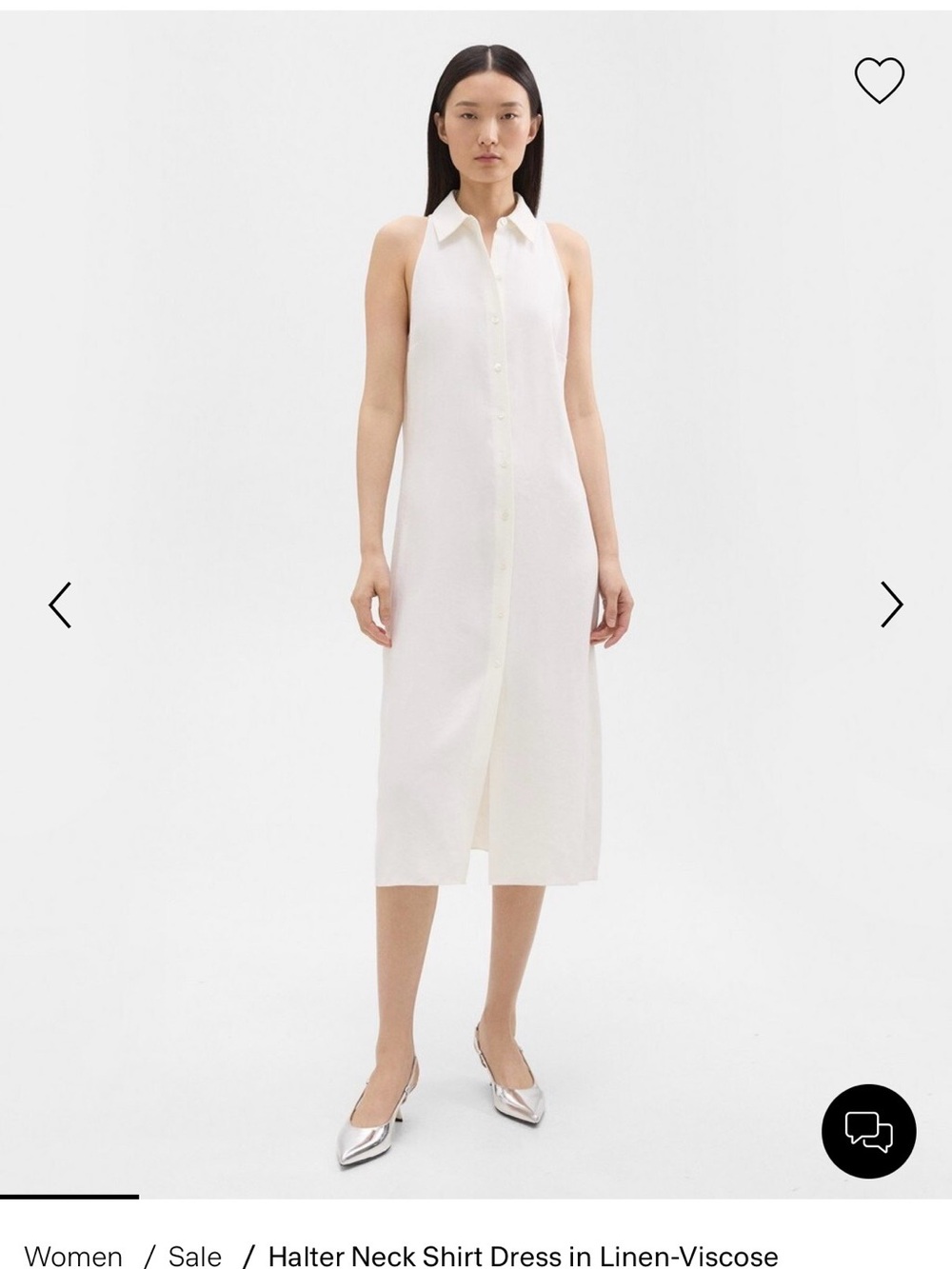 Theory Sleeveless Halter Shirt Dress in White - Picture 3 of 7